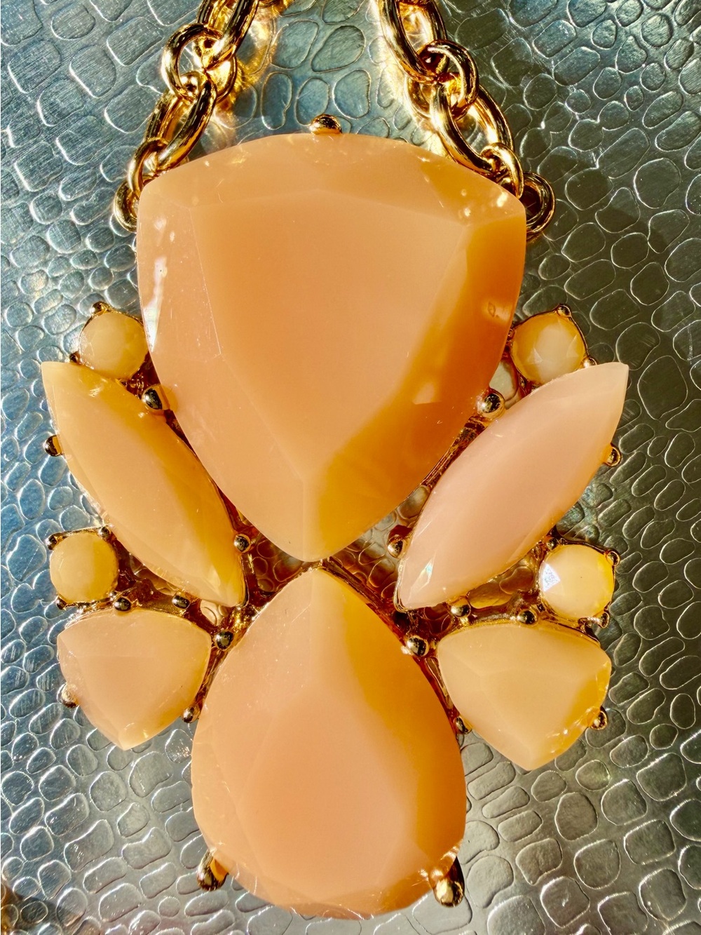 kate spade Gold-Tone Necklace with Peach Cabochon Stones